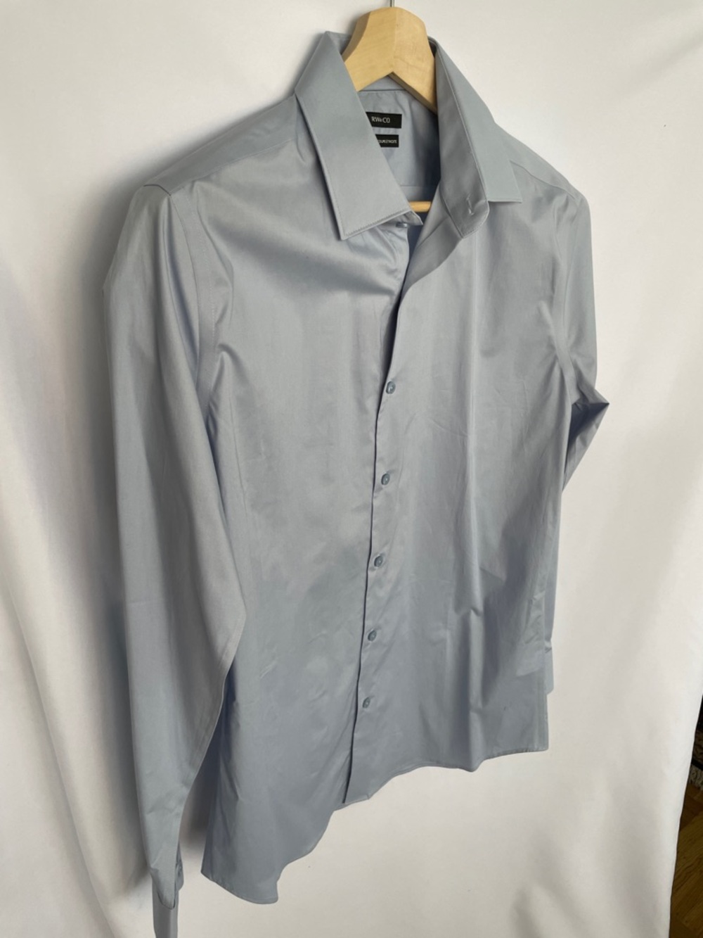 RW & Co. Men's Light Blue Spread Collar Dress Shirt 15-151/2 collar Size M